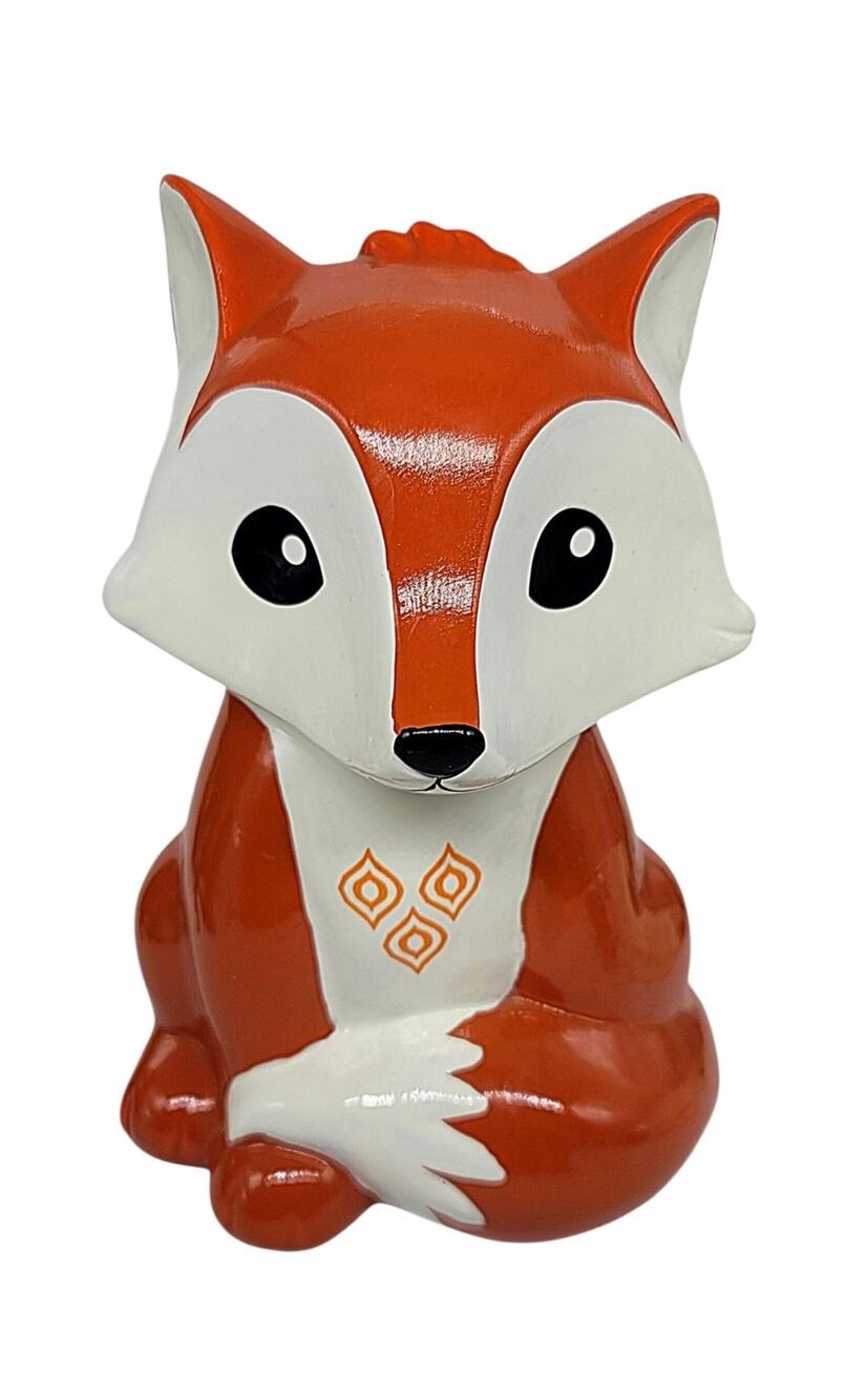 Red Fox Ceramic Coin Bank Burnt Orange White Fab NY Piggy Bank Foxy Cottagecore